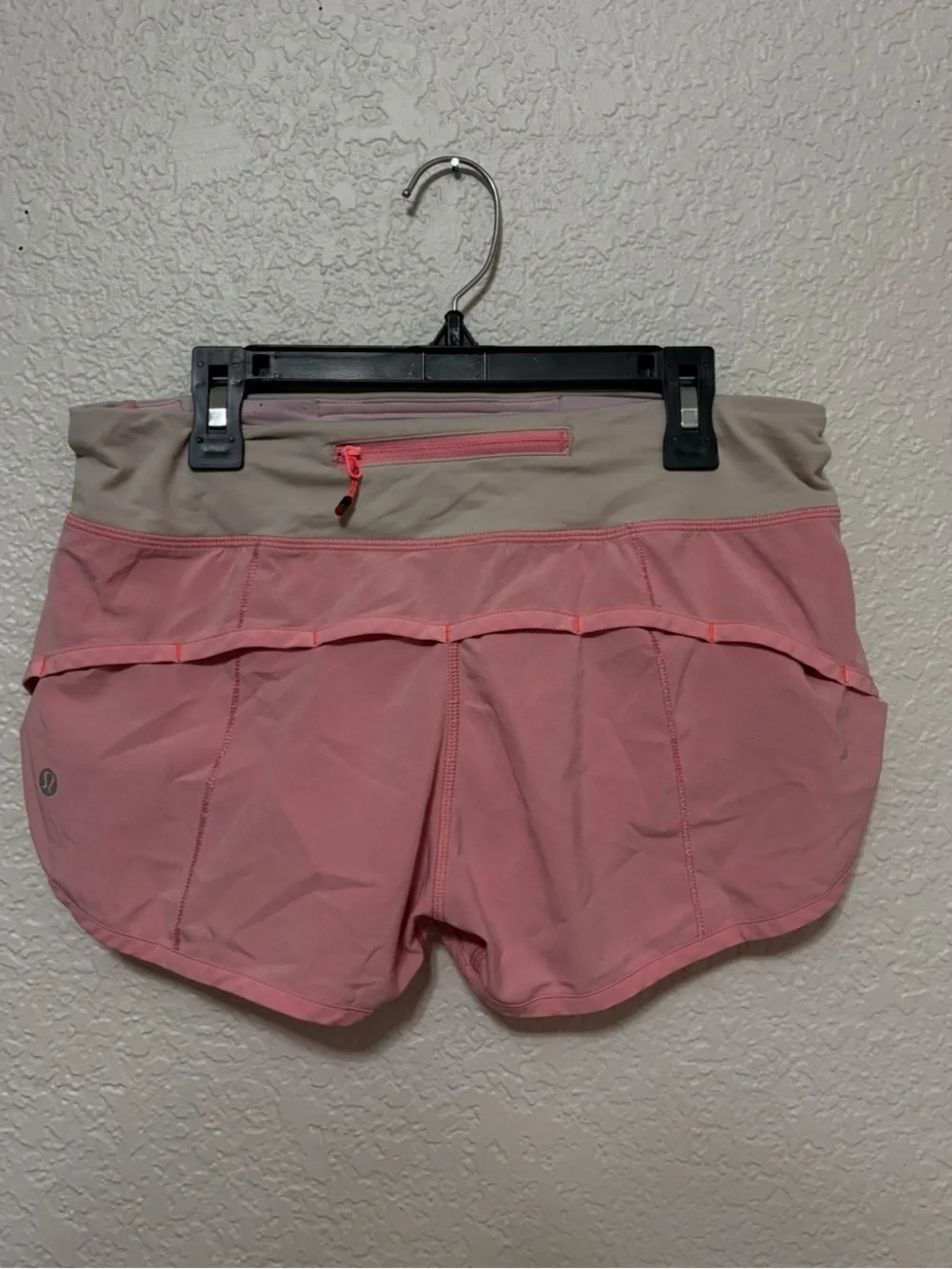 Lululemon Speed Ups Pink Athletic Shorts with Cream Waistband